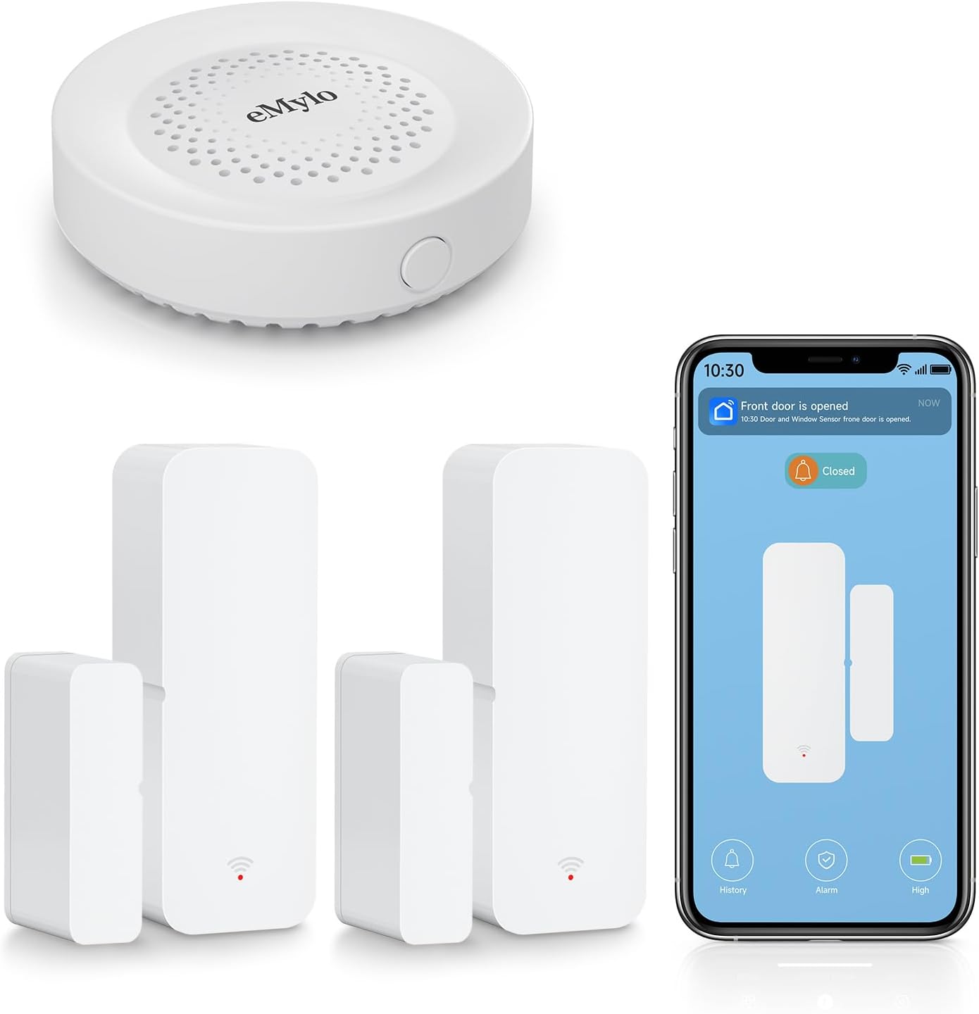 eMylo Door Alarm Sensor 2 Packs Wireless Door Window Sensor WiFi Door Sensor for Home Security 100dB Smart Siren Alarm Set Compatible with TUYASmart LifeSupports 2.4G WiFi only