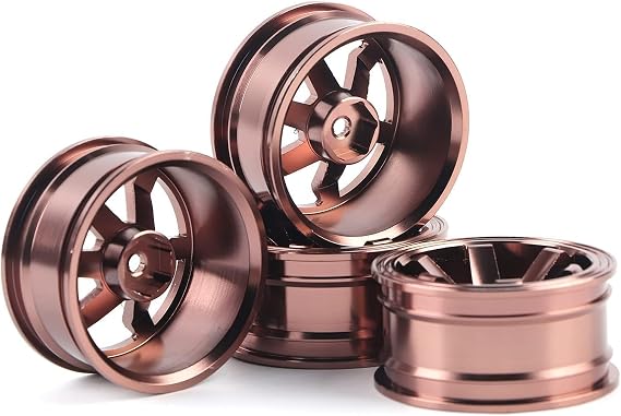 HERCHR 12mm Hex Hubs Metal Wheel Hub, 4pcs Aluminium Alloy Wheel Hub for Universal 1/10 Flat Running Drift RC Car Model Accessory Wheel Rims RC Wheel Rims Set Rc Drift Wheels(Coffee)