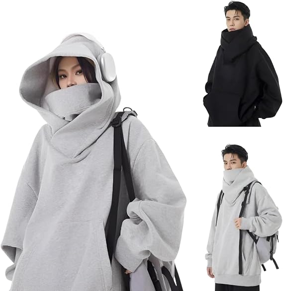 Hoodie, Men's, Autumn and Winter Clothes, Fleece Lined, Volume Neck, Turtleneck Sweatshirt, Women's, Hooded, Thin/Thick, Couples, Sweatshirt, Casual, Street Style, Loose, Fashionable