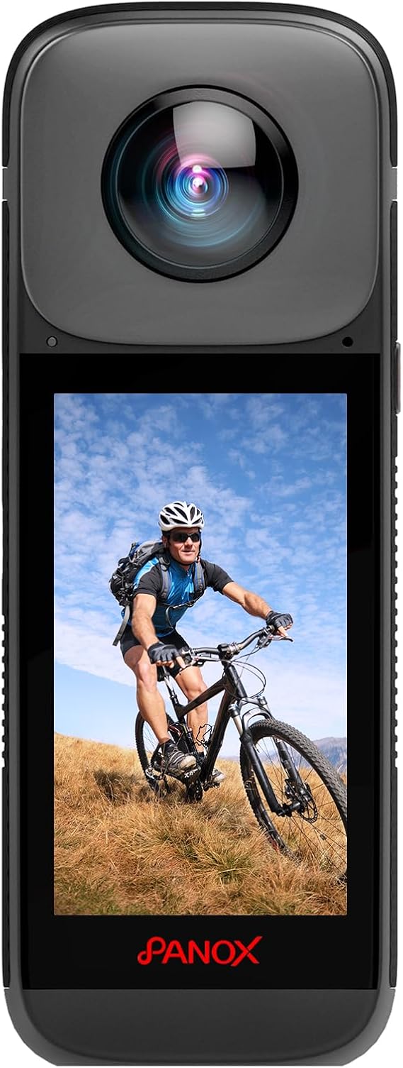 PANOX V2 360 Camera for Motorcycle - 72MP Photo, 5.7K Video, 4K Live 360 Camera, GPS Panorama, Android 10 OS, AI Editing, Stabilization, and Multi-Platform Live Streaming