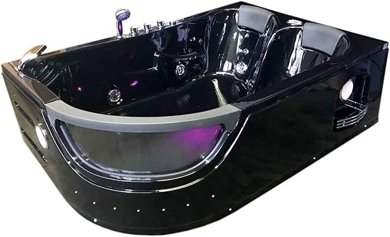 Whirlpool bathtub hydrotherapy black hot tub 71" double pump with 16 jets ORION 2 two persons