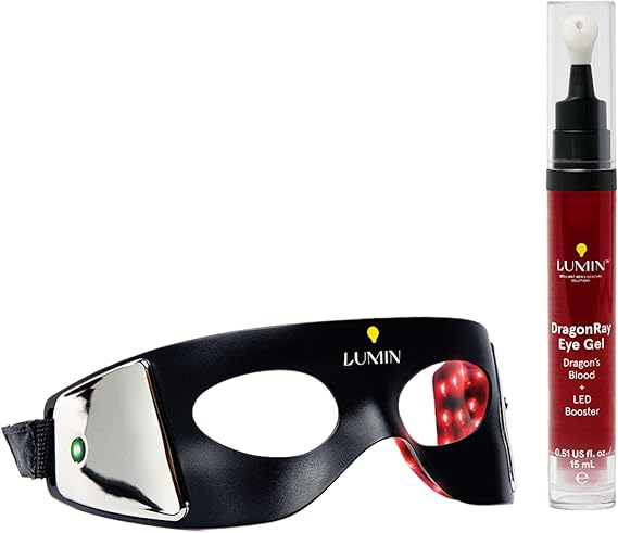 Lumin LED Eye Mask & Eye Gel Bundle | Anti-Aging Dark Circle Treatment | Dark Circles Under Eye Treatment with LED Eye Mask & Eye Gel Bundle | Red Light Therapy | Caffeine & Peptides | Vegan