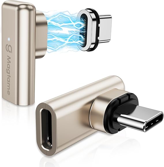 2Pack 240W Magnetic USB C Right Angle Adapter,40Gbps Type C Extender 24Pin