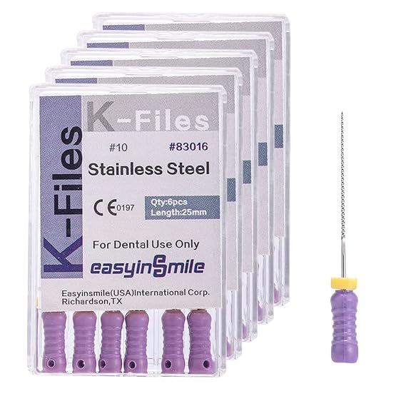 Dental 5 Boxes Endodontic Root Canal Hand K Files Stainless Steel Endo Root Canal Files (10#)