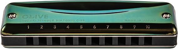 Suzuki C-20-G Olive 10-Hole Diatonic Harmonica Key of G