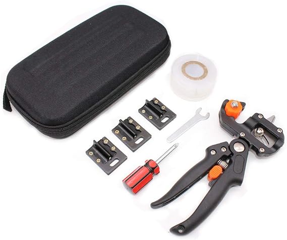 KATUR Garden Grafting Pruning Pruner Tool Kit, Plant Branch Twig Vine Fruit Tree Graft Cutting Scissors with -Cut U-Cut V-Cut, Wrench, Screwdrive and Grafting Tape (Pruner)