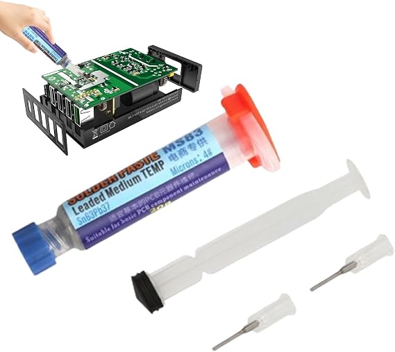 Generic Solder Paste and Needle, Lead Free Solder Paste Flux | Maintenance Lead Free Solder Paste Dispenser - 138/183/217 °C Unwashed Silver Solder, High Thermal Conductivity Tin Paste for Jewelry