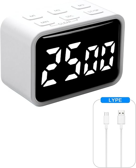 TPNEG Digital Pomodoro Timer for Desk Productivity, 5/15/25-Minute Default Settings, Small Timer for Kids, Study & Tasks, USB Rechargeable Time Management Tool