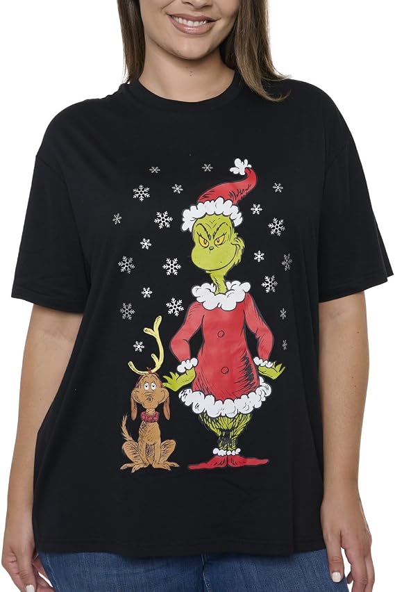 The Grinch Womens T-Shirt Dr Seuss How Stole Christmas Print