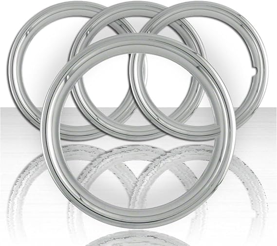 Set of Four 15' Chrome Steel 1 1/2' Deep Wheel Trim Rings