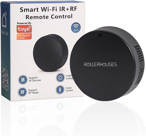 Rollerhouses WiFi IR&RF Smart Remote Control Hub for Smart Home Automation, TV, Curtain, Shades Remote - Tuya/Smart Life App Control, Voice Control with Alexa&Google Assistant