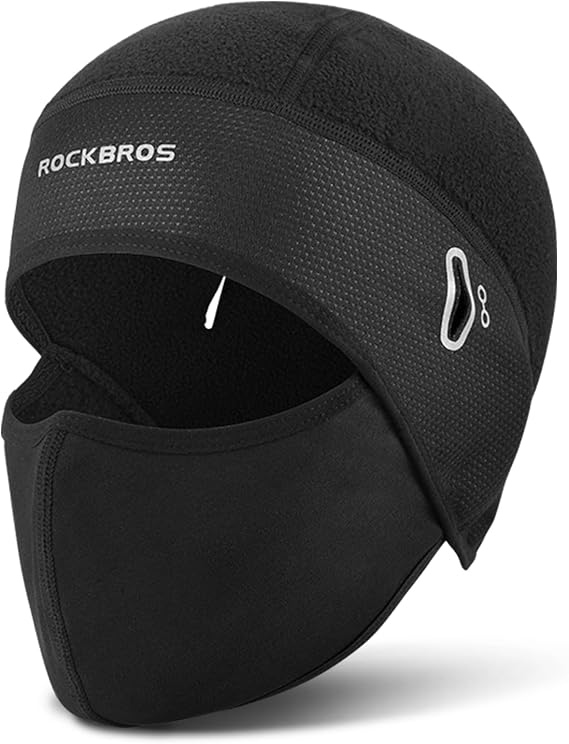 ROCKBROS Helmet Liner, Thermal Fleece Skull Cap with Glasses Holes Black