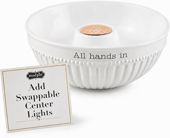 Mud Pie Serving Bowl and Chip Bowl With Optional Swappable Light Decoration