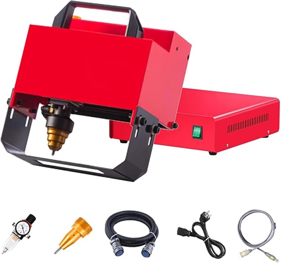 Handheld Dot Peen Marking Machine, Portable Pneumatic Dot Peen Marking Machine Air Power Metal/Dot Peen Mark Engraving Machine for VIN Code, Number Letter,TypeD