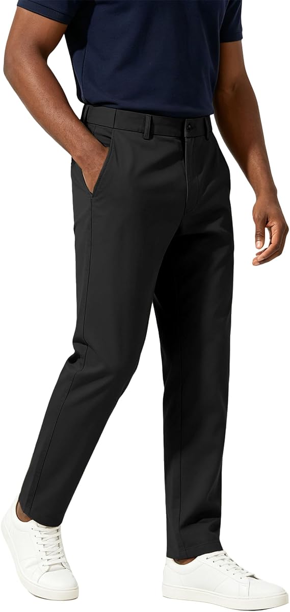 Mens Chino Pants Expandable Waist Classic Fit Cotton Casual Wear