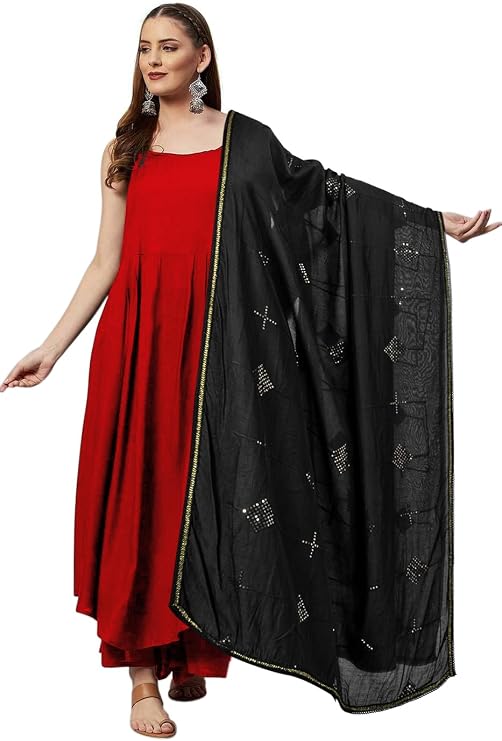 Chandrakala Cotton Blend Dupatta for Women, Shawl Scarf Wrap Chunni (D286-P)