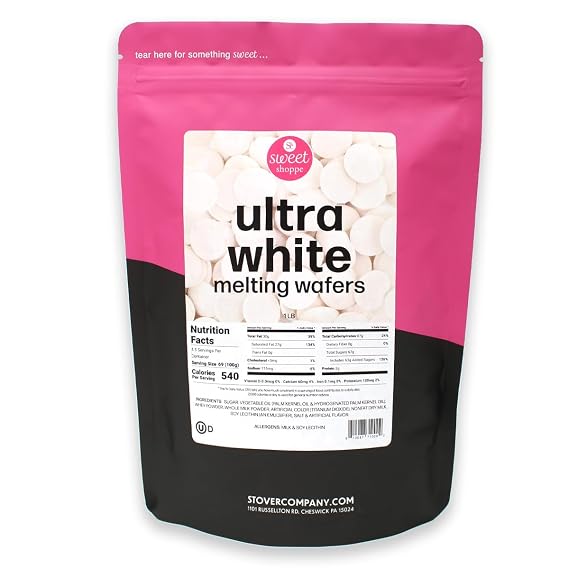 Sweet Shoppe Ultra White Melting Wafers, Ultra White Chocolate Flavored Melting Wafers for Dipping, Baking and Chocolate Fountaints, Easy to Melt Ultra White, 5 pounds