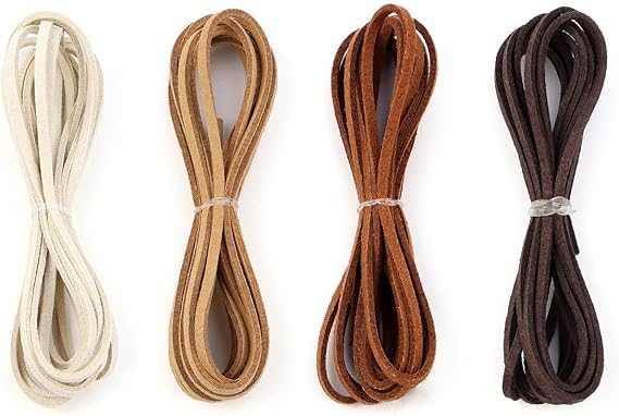 Tenalleys Leather String Suede Cord Leather Cords Rope String for Jewelry Making Necklace Bracelet Art Crafts Beading (4 Colors,3mm x 2.2 Yard)