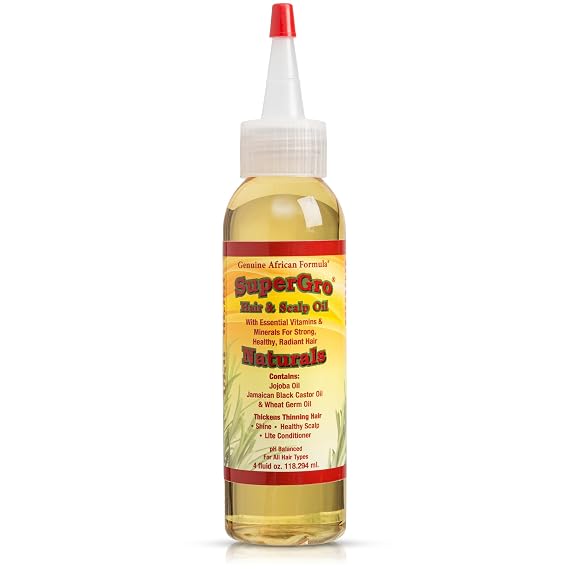 SuperGro Hair & Scalp Oil for Moisturizing, Strengthening, Nourishing, Shinning - Black Castor Light Serum Blend for Dry Scalp and Growth - For Women & Men - Grow, Care Oil 4 oz