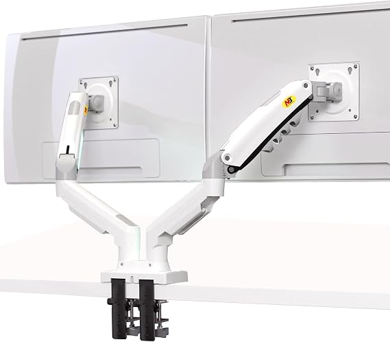 North Bayou NB Çift monitör masa montaj standı tam hareket döner bilgisayar monitör kolu iki ekran için 17-27 inç ile 4.4~20 lb yük kapasitesi her ekran için F160-W