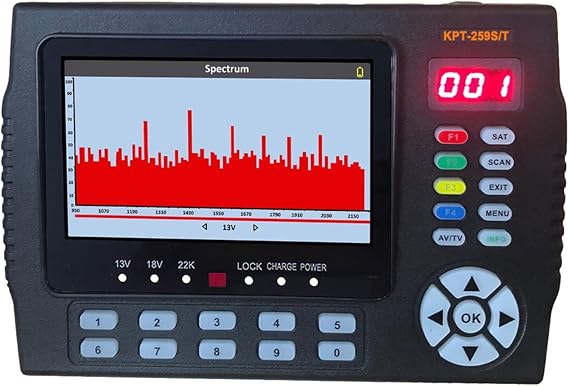 TV Signal Strength Meter, KPT-259ST DVB-S2 DVB-T2 DVB-C Satellite Finder Meter HD Satellite TV Receiver Spectrum Analysis,Camping Essentials