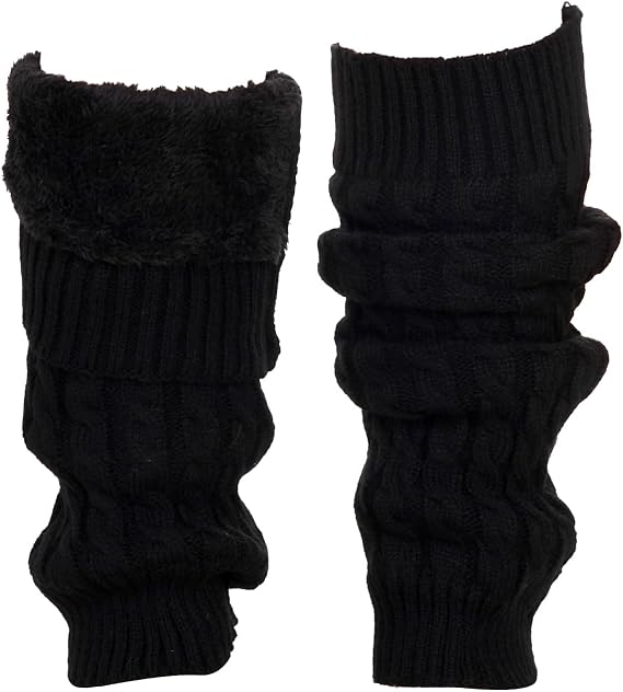 Pistha Fleece Lined Leg Warmers for Women Knit Leg Warmer for Skating