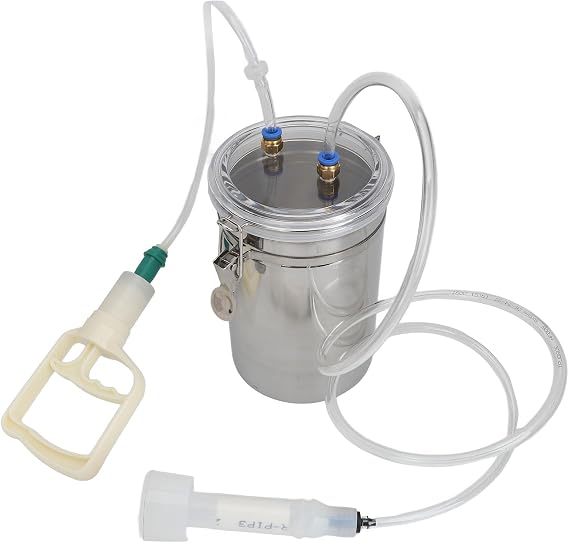2L Milking Machine, Manual Milking Machine, Household Manual Double Head Milker, Portable Cow Hand Milking Machine with Transparent Lid for Sheep Goat Cow