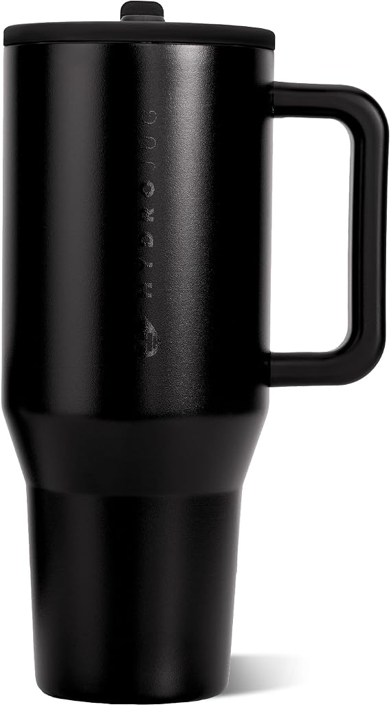 HydroJug Traveler - Modern 40 oz Tumbler with Handle & Simple Flip Straw - Car Cup Holder Friendly, Leak Resistant Water Bottle-Reusable Insulated Stainless Steel & Rubber Base - Gifts for Women & Men