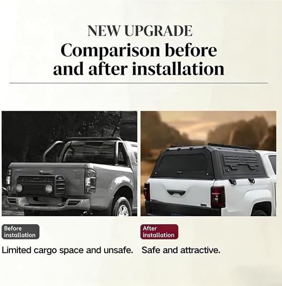 Truck Cap for RAM 1500/2500 Crew Cab 2010-2025 4X4 Camper Shell Topper Hard Top Canopy with Locking Function