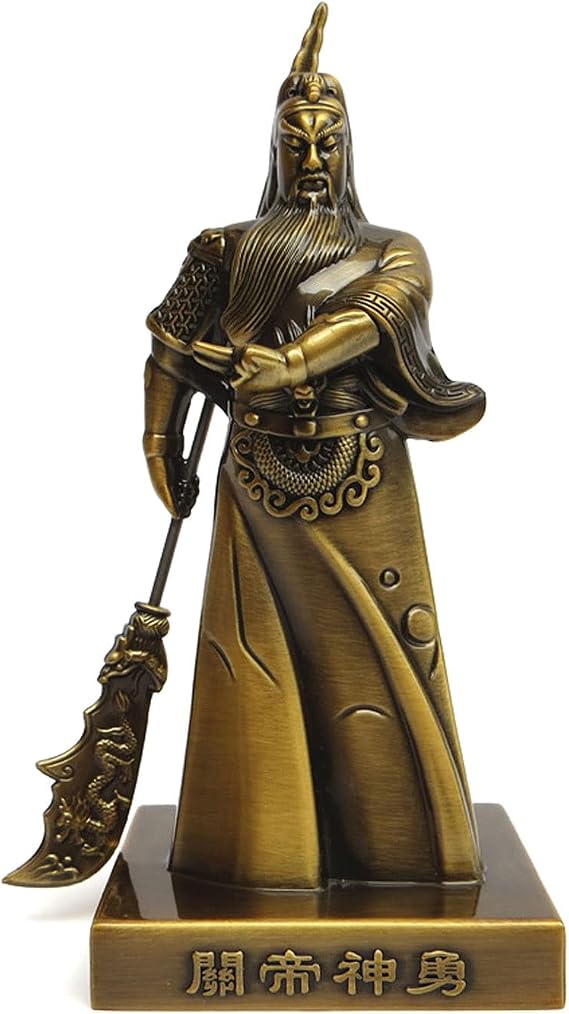Guan Yu,Chinese Fengshui Guan Gong Statue,Antique Bronze Finish Statue for Decoration car Home Office Tabletop,Historical Collection Good Lucky Gifts 4.6 Inch