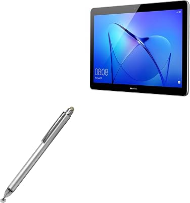 BoxWave Stylus Pen Compatible with Huawei MediaPad T3 7.0 - DualTip Capacitive Stylus, Fiber Tip Disc Tip Capacitive Stylus Pen - Metallic Silver
