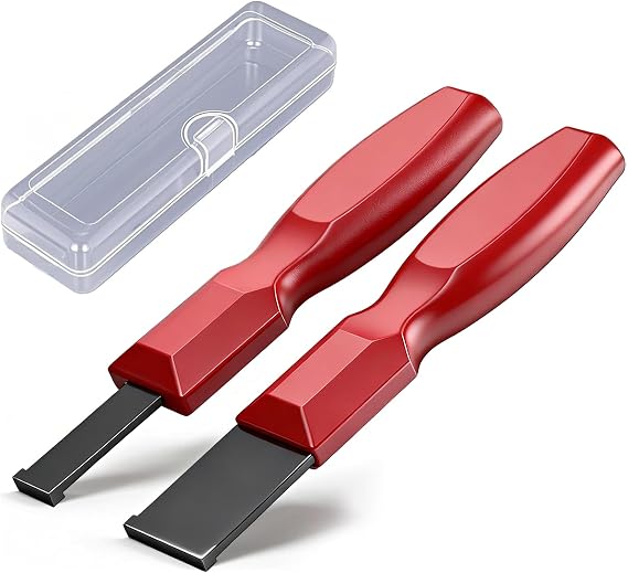 2PC Carbide Scraper, 1-1/4-Inch and 5/8-Inch Super Carbide Gasket Scraper with Storage Case for Metal and Automotive Cleaning (Red)