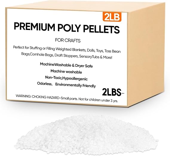 2 lb Poly Pellets Weighted Stuffing Beads,Plastic Pellets Weighted for Stuffed Animals,Poly for Bean Bags, Crafts,Doll and Blankets