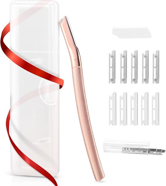 AIBRIT PRO Dermaplaning tool for facial peeling, Dermaplane razor for women's face with 12 interchangeable blades, professional dermaplaning tool for peach hair, face and eyebrow hair removal