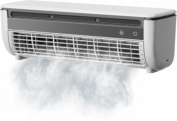 Small Portable Air Conditioner Fan, Wall Mount Air Conditioner No Drilling Ductless Mini Split AC Alternative, 6000mAh Battery Ice Mist Cooler for RV Garage Bedroom Indoor(White)