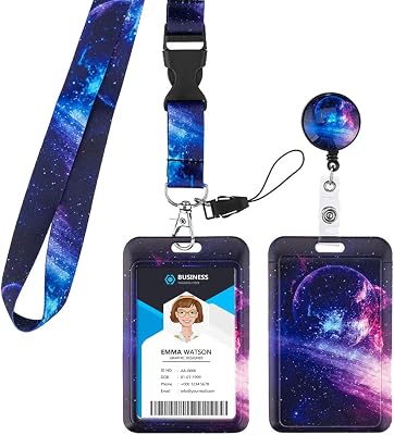 Funny Starry Sky Lanyard with ID Badge Holder and Retractable Badge Reel,Detachable Lanyard Neck Strap with Vertical ID Card Holder, Ideal for Nurse Doctor Student Teachers Work Staff