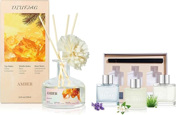 3 Pack Reed Diffusers and 8.45 oz Amber Diffusers