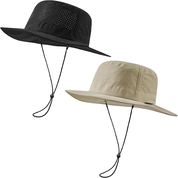 UPF 50+ Bucket Sun Hat with Laser Perforated Mesh Cooling Adjustable Breathable Lightweight for Outdoor Men Women