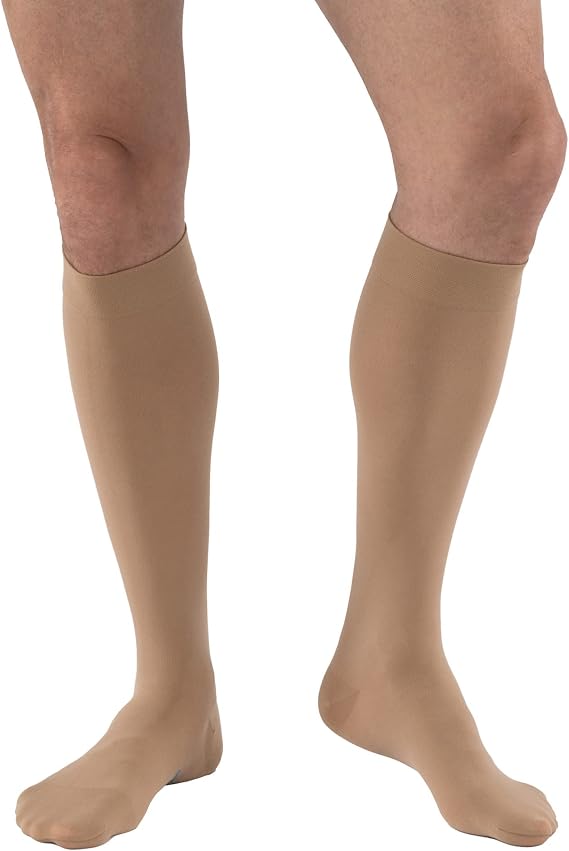JOBST Relief Knee High Graduated Compression Socks 20-30mmHg - Comfortable Unisex Design - Closed Toe, Beige, Small Petite