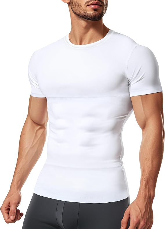 TAILONG Short Sleeve Compression Shirt Men Shapewear Slimming Undershirt Body Shaper Tank Top Workout Shirts