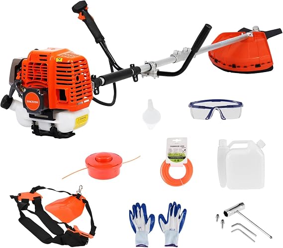YOXIER 52cc Weed Eater,2-Stroke 2.2KW Brush Cutter,2025 New Upgraded 2 in 1 Weed Eater Gas Powered,Multi-Functional Trimming Tool Hedge Brush Cutter Accessories for Garden and Yard Orange