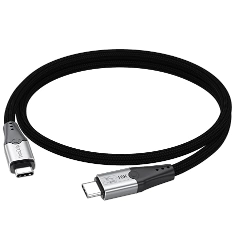 Thunderbolt 5 Cable 1ft Short, 80Gbps Data Transfer & 16K Video & 240W | 8K Display USB4 Fast Charging Cord for Macbook Pro, Mac Mini, Monitor, Z890, Dock, Externel SSD, eGPU