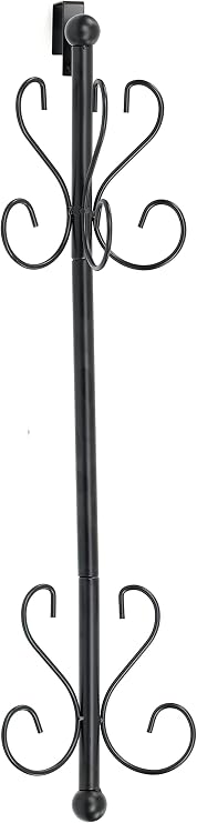 Harrier Hardware Over Door Coat Rack 10 Hooks, 2-Tier, 29-Inch Tall, Black