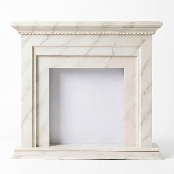 Fireplace Mantel Surround Faux Marble Fireplace Mantel White Oak Frame HDF Panel Decorative Surround