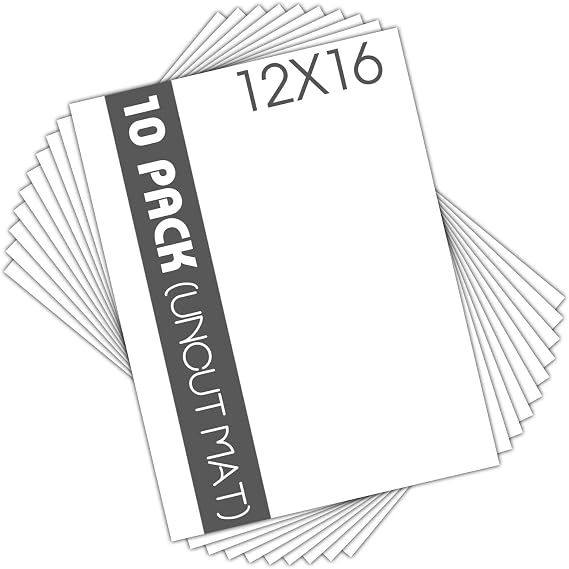 Mat Board Center 10 Pack Uncut Mat Boards, 12x16 White Matboards