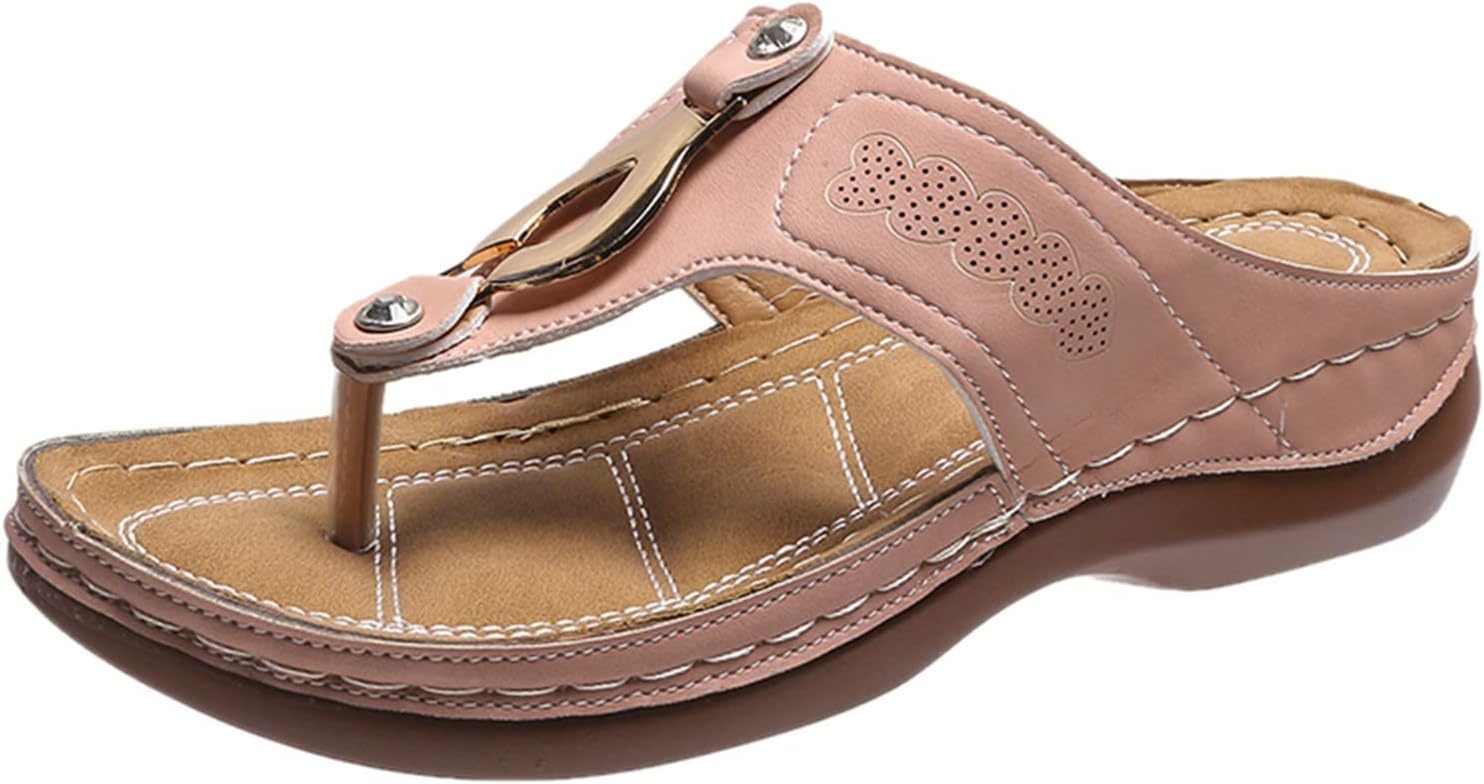 Sandals for Women 2025 Summer Orthopedic Arch Support Wedge Wide Fit Slip on Sandals Lightweight Casual Beach Walking Wedges Flip Flops Shoes