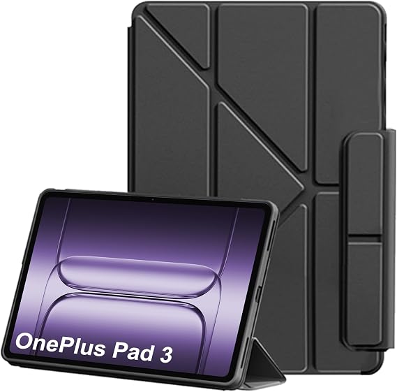 OnePlus Pad 3 13.1インチ 2025年用 ケース 垂直スタンド機能付き 落下防止 耐衝撃 保護カバー OnePlus Pad 3 13.1インチ 用 - ブラック