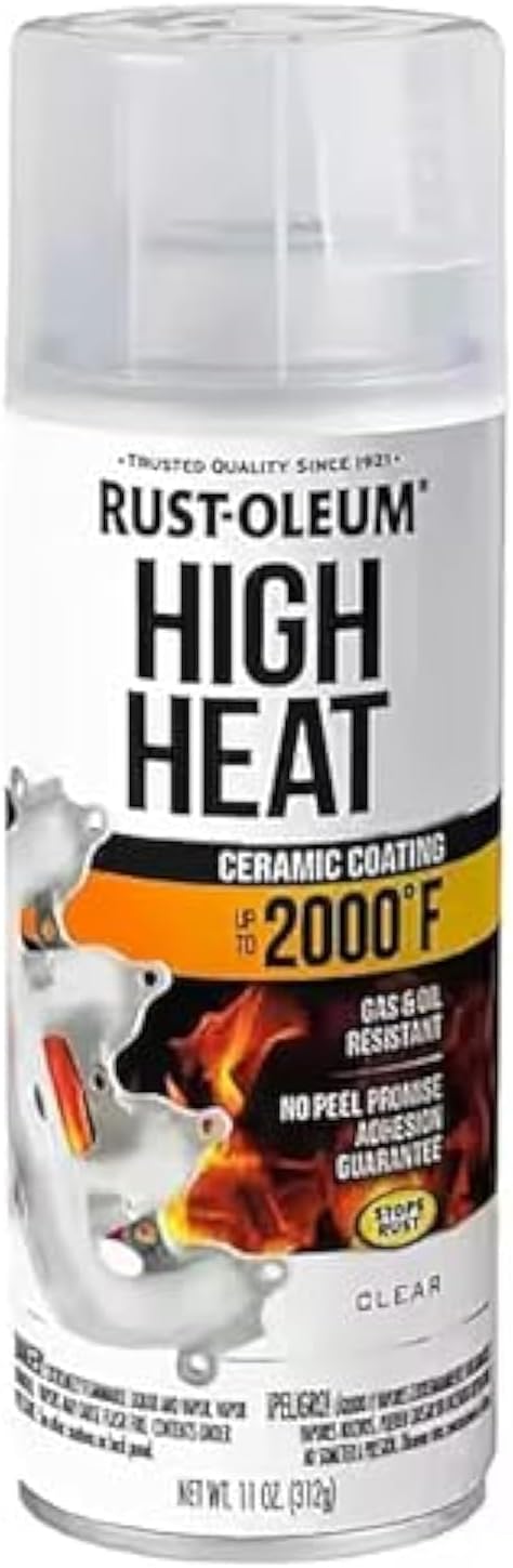 Rust-Oleum Automotive High Heat Spray Paint, Clear | Heat Resistant to 2000 Degrees F | Rust Protection | Color Retention | Any-Angle Spray | Comfort Tip