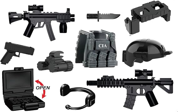 Battle Brick Battle Bag Collectible Army CIA Special Operations Group Weapons Pack for Teen- AFOL Compatible with LEGO Minifigs