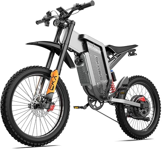 EKXBIKE 3000W Electric Dirt Bike, 60V 30Ah Removable Battery, 50 MPH Adult Off-Road X21 Max Motorcycle, Dual Suspension, 19" x 2" All Terrain Tires, UL2849 Certified High-Performance Mountain E-Bike